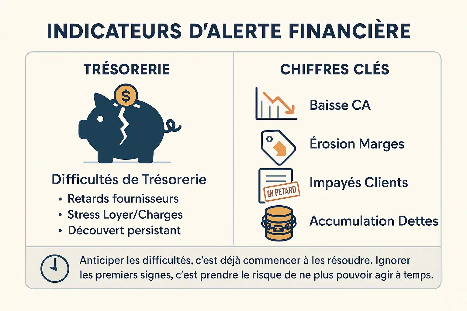 Infographie sur les indicateurs d'alerte financière