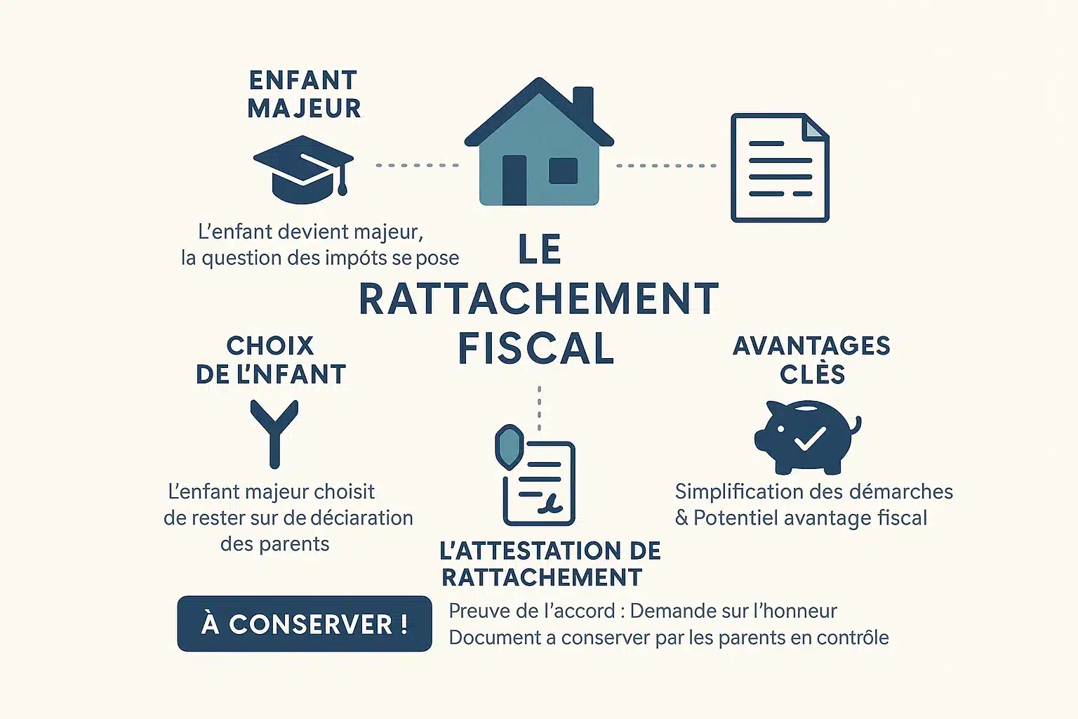 Infographie sur le rattachement au foyer fiscal
