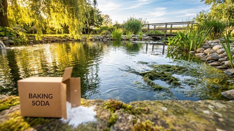 Clear pond no algae baking soda solution
