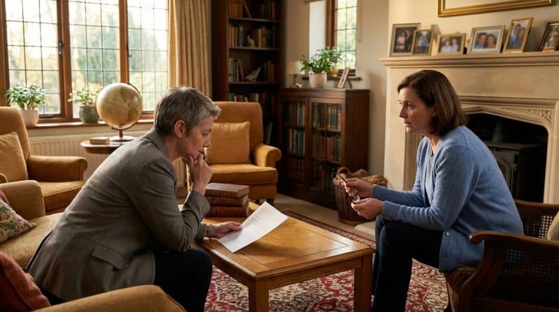 Contemplative discussion in a traditional family home