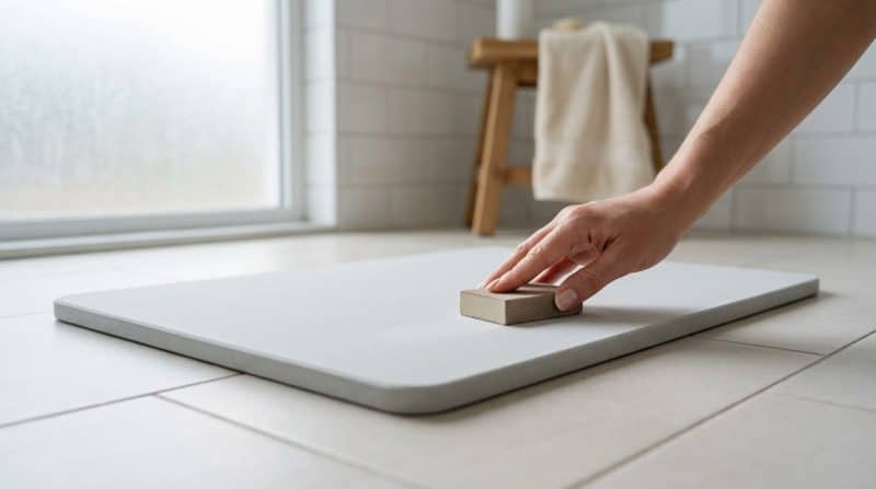 Gentle care for diatomite bath mat longevity
