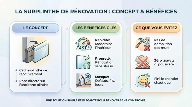 Installation facile d'une surplinthe de rénovation sur une ancienne plinthe