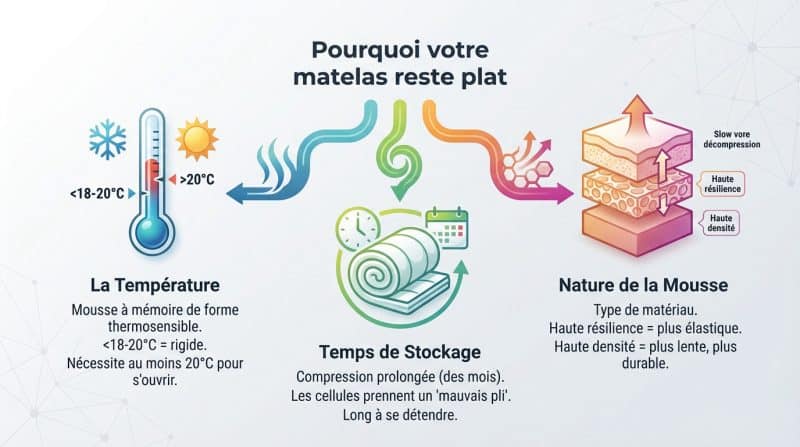 Matelas compressé plat qui ne reprend pas sa forme sur un sommier