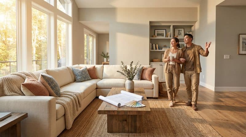 Renovated living room modern comfort and natural light