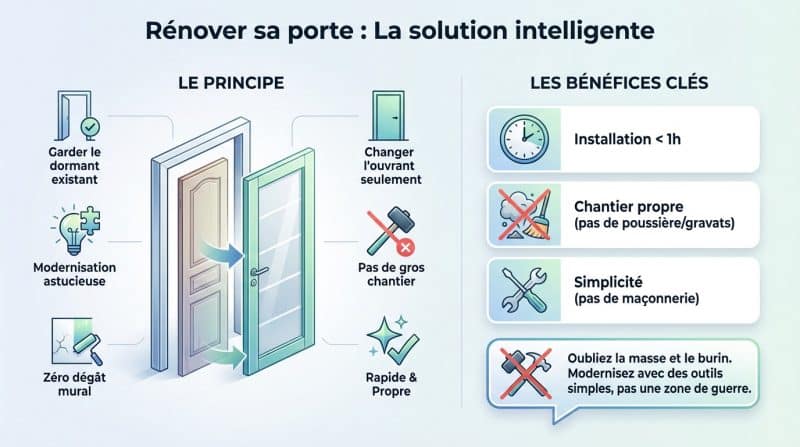 Installation facile d'une porte rénovation sur bâti existant